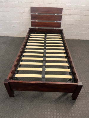 Dark Brown Wooden Single Bed Frame - REDUCED