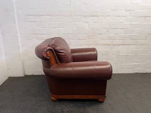 Brown One Seater Leather Couch (Peeling Pleather) - REDUCED