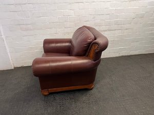 Brown One Seater Leather Couch (Peeling Pleather) - REDUCED