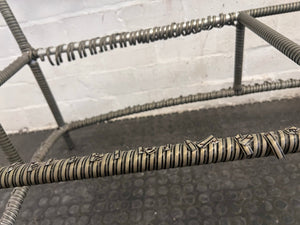 Wicker and Metal Framed Glass Top Outdoor Table (Some Rust on Metal)