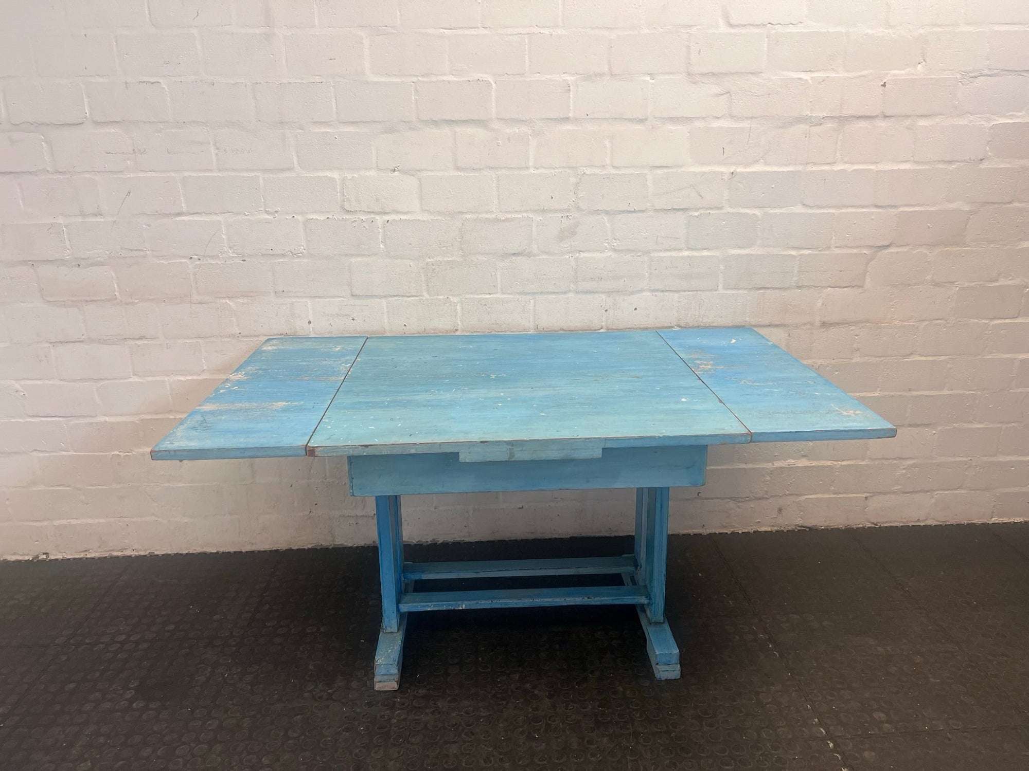 Blue Painted Extending Work Table (Natural Wear and Tear)