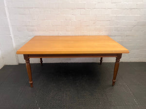 Wooden Light Oak Six Seater Dining Table with Turned Legs (1.1m x 1.78m) - REDUCED