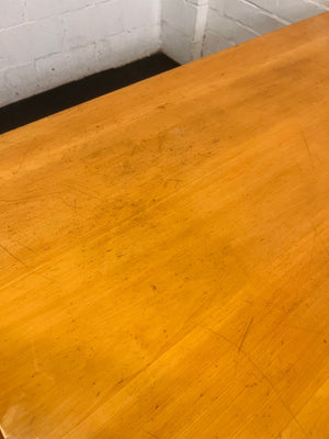 Wooden Light Oak Six Seater Dining Table with Turned Legs (1.1m x 1.78m) - REDUCED