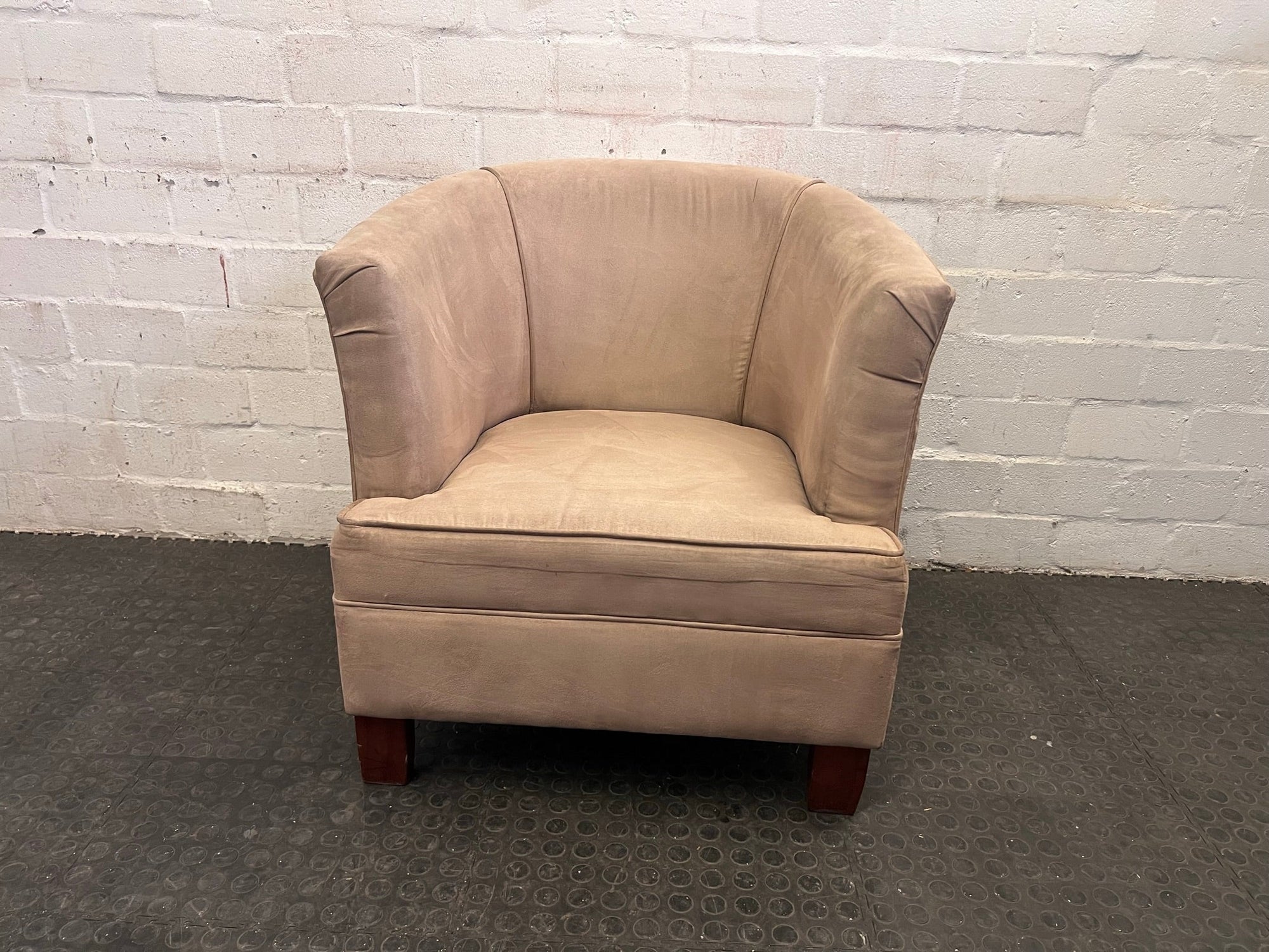 Beige Suede Single Seater Couch - REDUCED