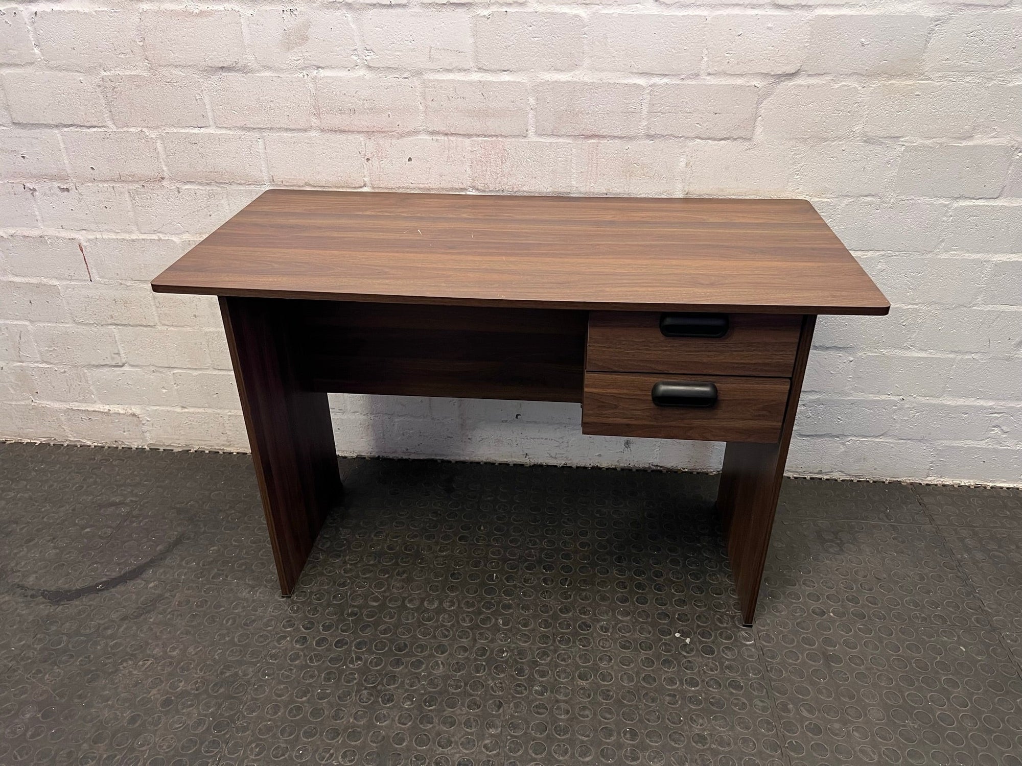 Brown Wood Print Two Drawer Office Desk
