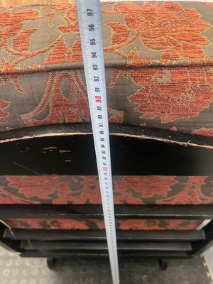 Floral Embroidered Cushioned Arm Chair with Wooden Frame