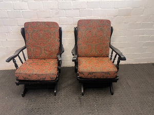 Floral Embroidered Cushioned Arm Chair with Wooden Frame