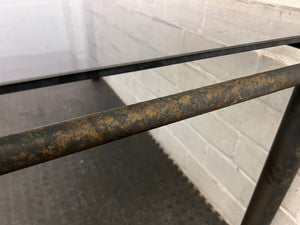 Large Glass Top Outdoor Table (Slightly Rusted)
