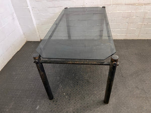 Large Glass Top Outdoor Table (Slightly Rusted)