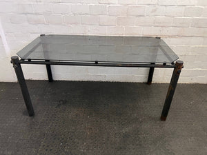 Large Glass Top Outdoor Table (Slightly Rusted)