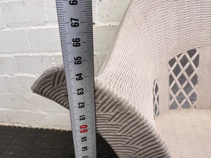 White Wicker Outdoor Chair (Missing Leg)