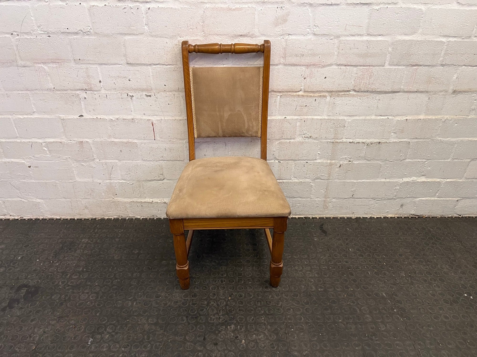 Wooden Framed Beige Cushioned Dining Chair