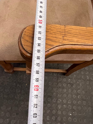 Wooden Framed Beige Cushioned Dining Chair with Arm Rests