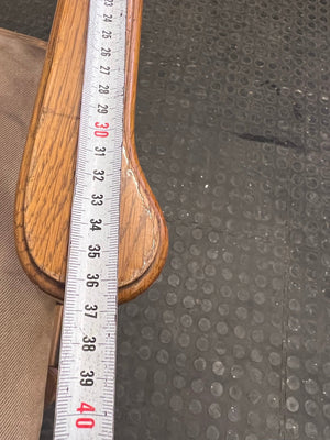 Wooden Framed Beige Cushioned Dining Chair with Arm Rests