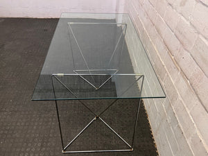 Glass Top Office Desk with Stainless Steel Legs