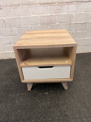 Light Wood Print One Drawer Bed Side Table - REDUCED