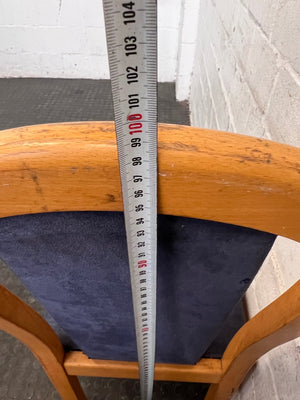 Wooden Blue Cushioned Dining Chair (Slight Damage/Crack In Wood) - PRICE DROP