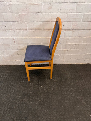 Wooden Blue Cushioned Dining Chair (Slight Damage/Crack In Wood) - PRICE DROP