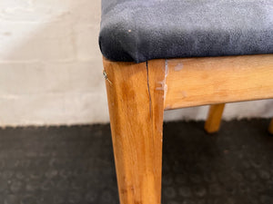 Wooden Blue Cushioned Dining Chair (Slight Damage/Crack In Wood)