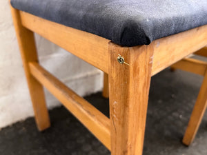 Wooden Blue Cushioned Dining Chair (Slight Damage/Crack In Wood) - PRICE DROP