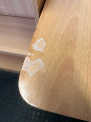 Light Wood Print L-Shaped Desk and Shelves