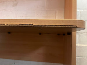 Light Wood Print L-Shaped Desk and Shelves