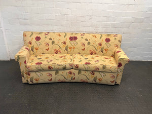 Cream Floral Print Three Seater Couch - REDUCED