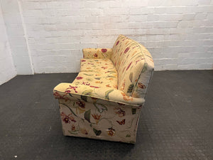 Cream Floral Print Three Seater Couch - REDUCED