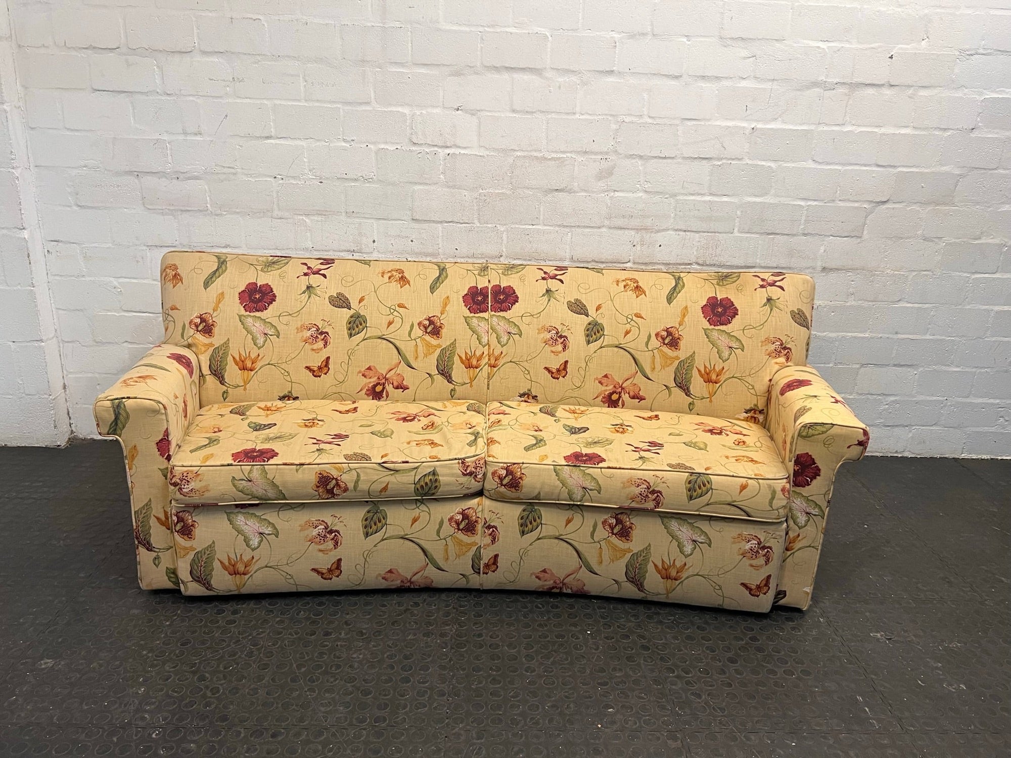 Cream Floral Print Three Seater Couch
