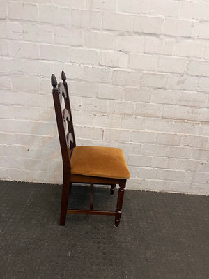 Wooden Dining Chair with Mustard Fabric Seat - PRICE DROP