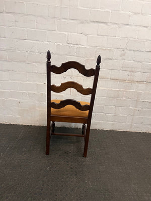 Wooden Dining Chair with Mustard Fabric Seat - PRICE DROP