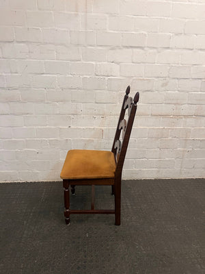 Wooden Dining Chair with Mustard Fabric Seat