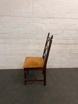 Wooden Dining Chair with Mustard Fabric Seat - PRICE DROP