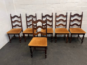 Wooden Dining Chair with Mustard Fabric Seat - PRICE DROP