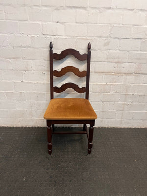 Wooden Dining Chair with Mustard Fabric Seat - PRICE DROP