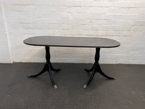 Oval Shaped Dark Wood Dining Table (Missing Glide) - REDUCED