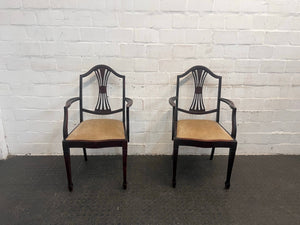 Wooden Dining Chair with Cream Cushioned Seat (Arm Rests) - PRICE DROP