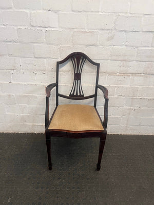 Wooden Dining Chair with Cream Cushioned Seat (Arm Rests)