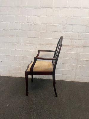 Wooden Dining Chair with Cream Cushioned Seat (Arm Rests) - PRICE DROP