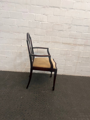 Wooden Dining Chair with Cream Cushioned Seat (Arm Rests) - PRICE DROP