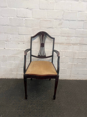 Wooden Dining Chair with Cream Cushioned Seat (Arm Rests) - PRICE DROP