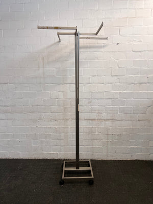 4 Sided Stainless Steel Clothing Rail with Adjustable Height on Wheels