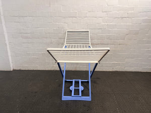 Blue and White Folding Laundry Rack