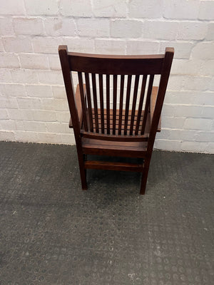 Dark Wood Slatted Arm Chair