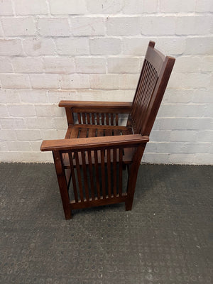 Dark Wood Slatted Arm Chair
