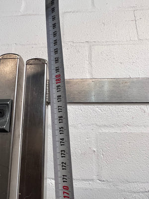 2 Sided Stainless Steel Clothing Rail with Adjustable Height on Wheels - Top Clips