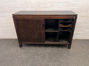 Antique Wooden Sliding Door Dresser with Three Drawers - REDUCED