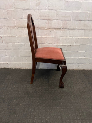 Wooden Ball and Claw Dining Table with Red Cushioned Seat (Slight Damage) - PRICE DROP