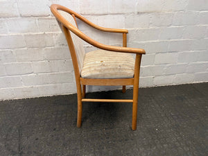 Wooden Framed and Striped Cushioned Arm Chair (Slight Tears in Seat) - PRICE DROP