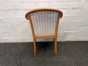 Wooden Framed and Striped Cushioned Arm Chair (Slight Tears in Seat)